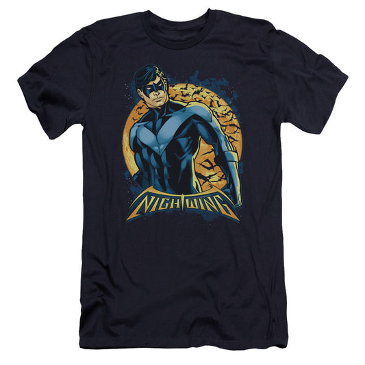 Batman Nightwing Moon Premium Bella Canvas Slim Fit Mens T Shirt Navy Blue