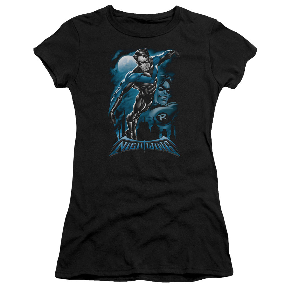 Batman All Grown Up Junior Sheer Cap Sleeve Womens T Shirt Black