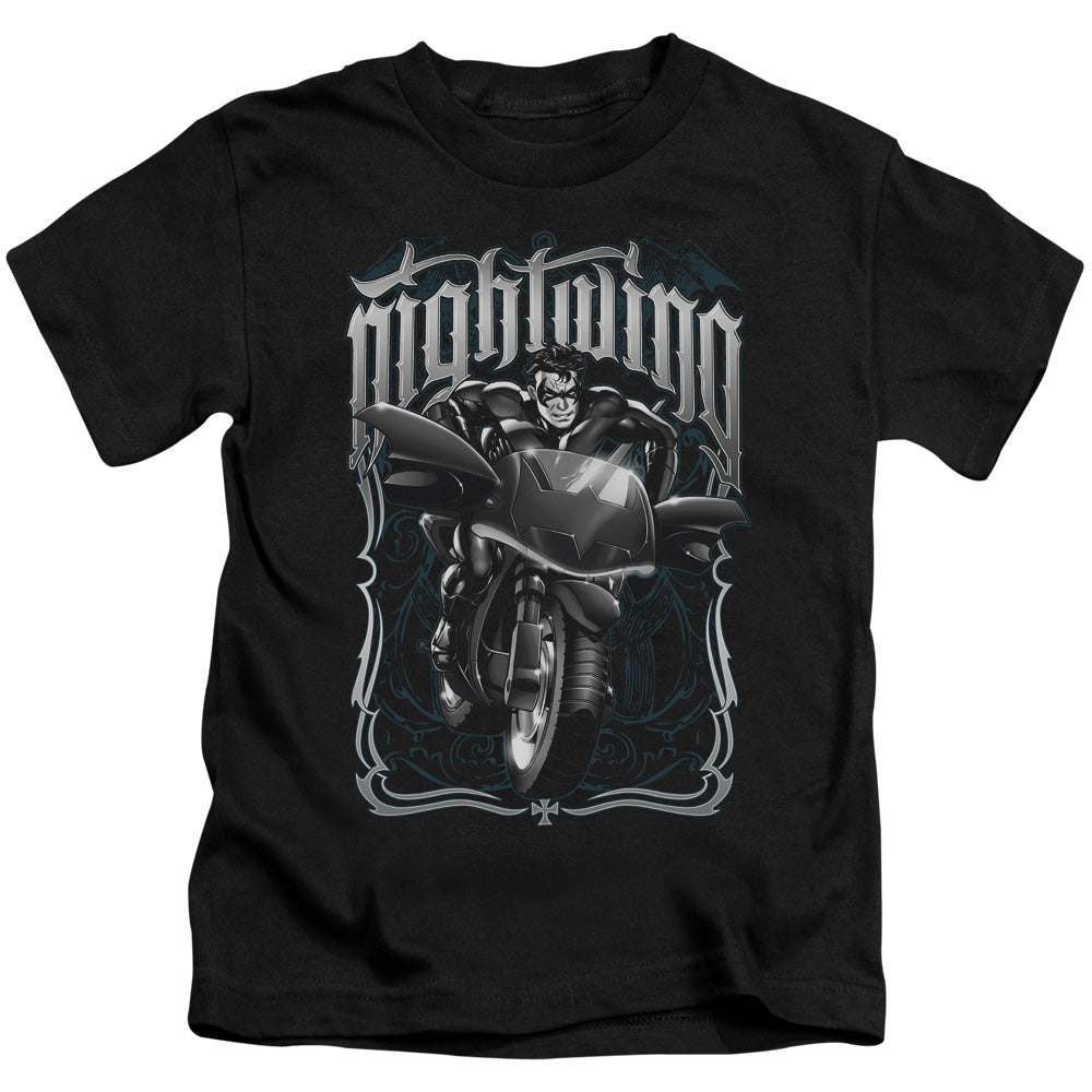 Batman Nightwing Biker Juvenile Kids Youth T Shirt Black