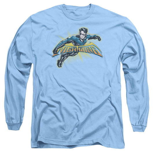Batman Nightwing Burst Mens Long Sleeve Shirt Carolina Blue