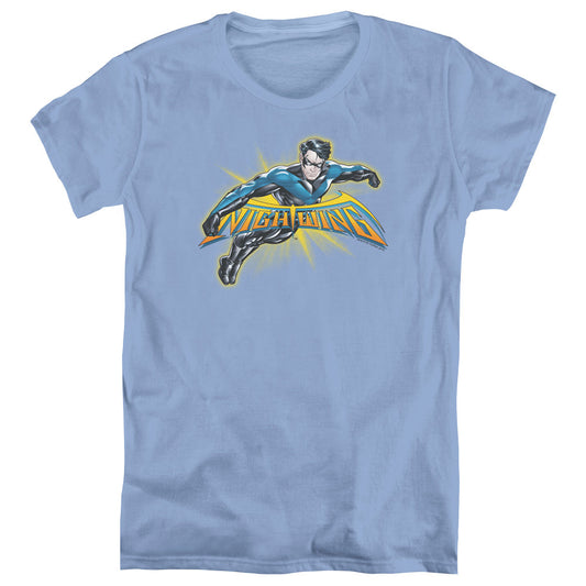 Batman Nightwing Burst Womens T Shirt Carolina Blue