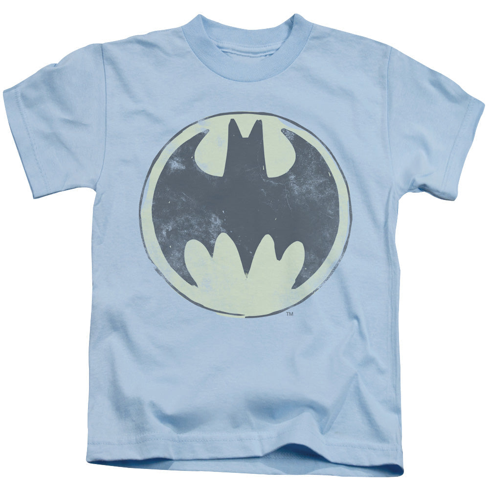 Batman Old Time Logo Juvenile Kids Youth T Shirt Light Blue