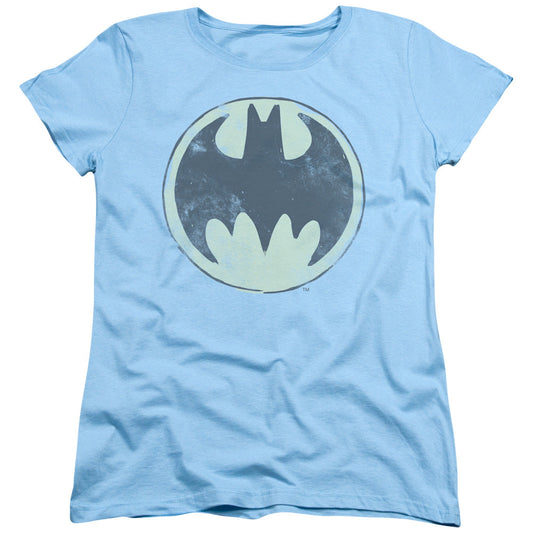 Batman Old Time Logo Womens T Shirt Light Blue