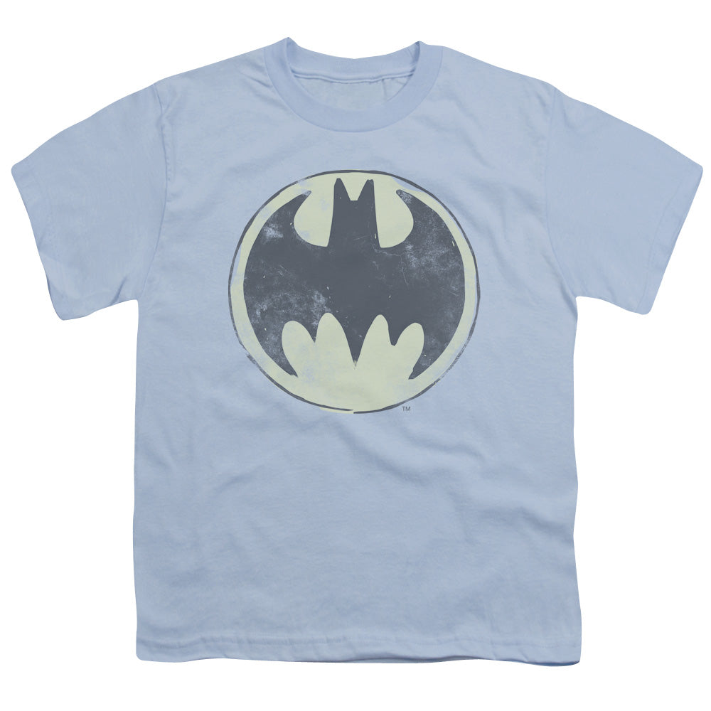 Batman Old Time Logo Kids Youth T Shirt Light Blue
