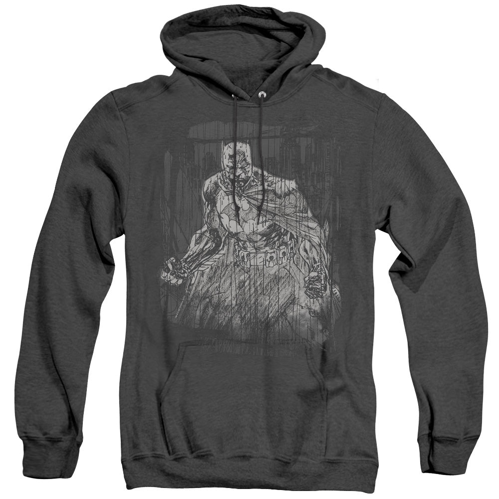 Batman Pencilled Rain Heather Mens Hoodie Black