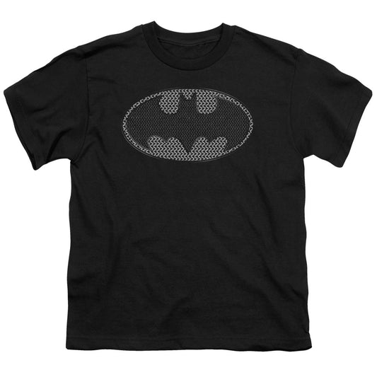 Batman Chainmail Shield Kids Youth T Shirt Black