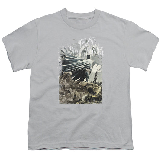 Batman Instill Fear Kids Youth T Shirt Silver