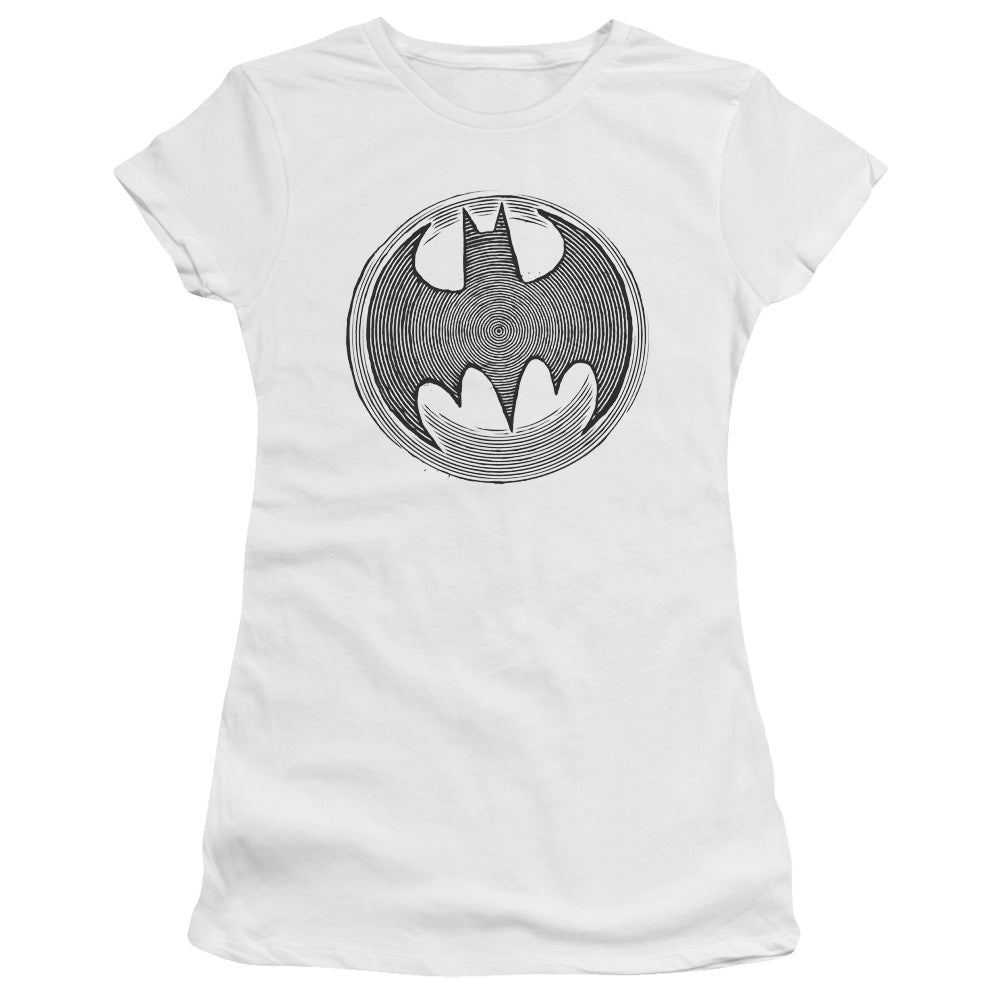 Batman Knight Knockout Junior Sheer Cap Sleeve Womens T Shirt White