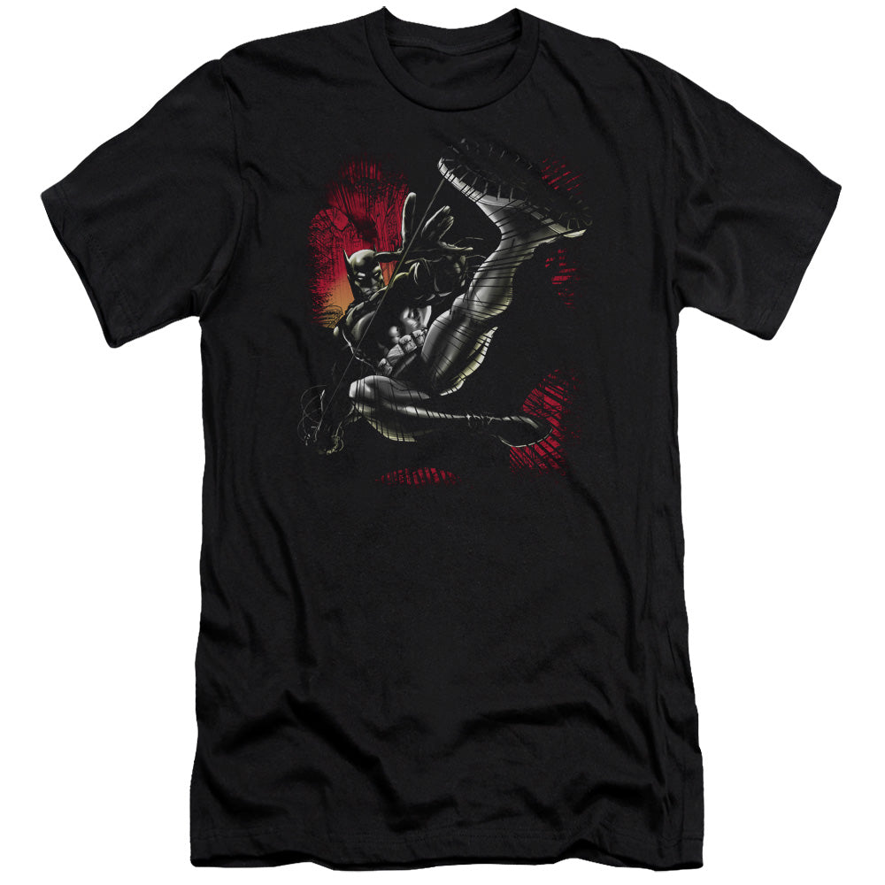 Batman Kick Swing Premium Bella Canvas Slim Fit Mens T Shirt Black