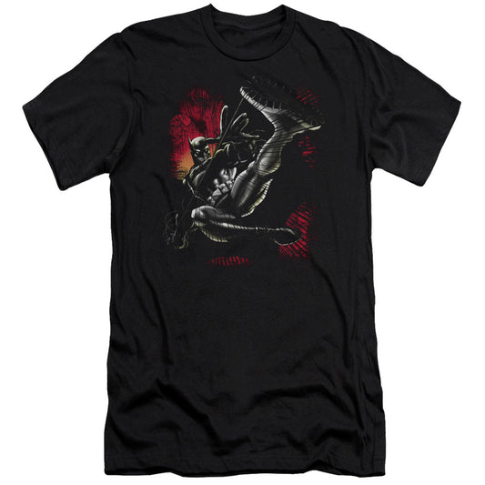 Batman Kick Swing Premium Bella Canvas Slim Fit Mens T Shirt Black