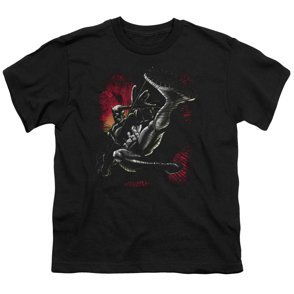 Batman Kick Swing Kids Youth T Shirt Black