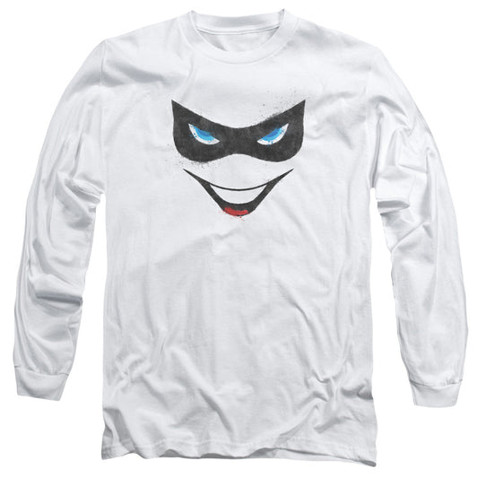 Batman Harley Face Mens Long Sleeve Shirt White