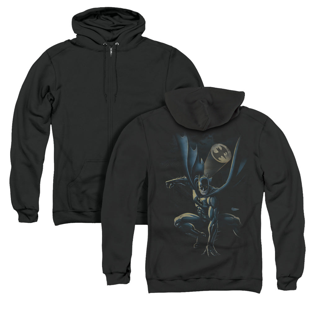 Batman Calling All Bats Back Print Zipper Mens Hoodie Black