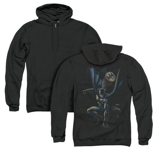 Batman Calling All Bats Back Print Zipper Mens Hoodie Black