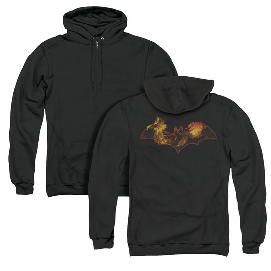 Batman Molten Logo Back Print Zipper Mens Hoodie Black