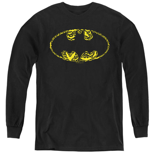 Batman Bats On Bats Long Sleeve Kids Youth T Shirt Black