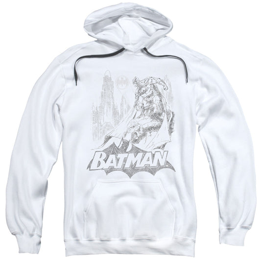 Batman Bat Sketch Mens Hoodie White