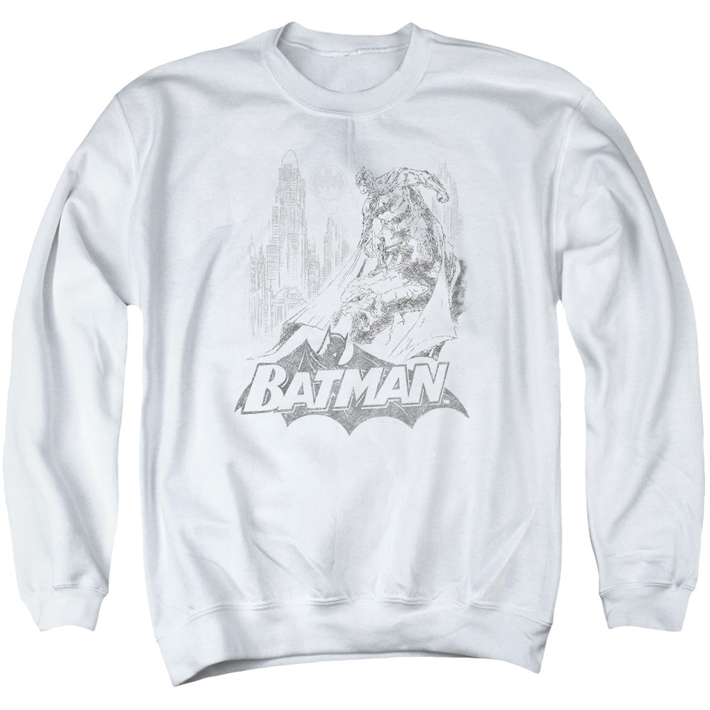 Batman Bat Sketch Mens Crewneck Sweatshirt White