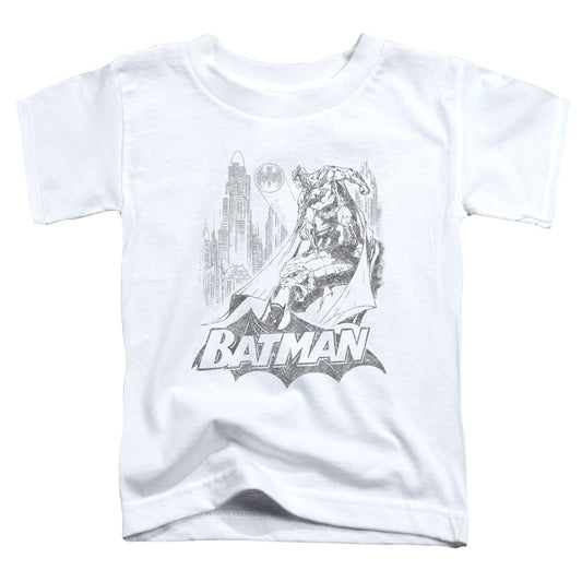 Batman Bat Sketch Toddler Kids Youth T Shirt White