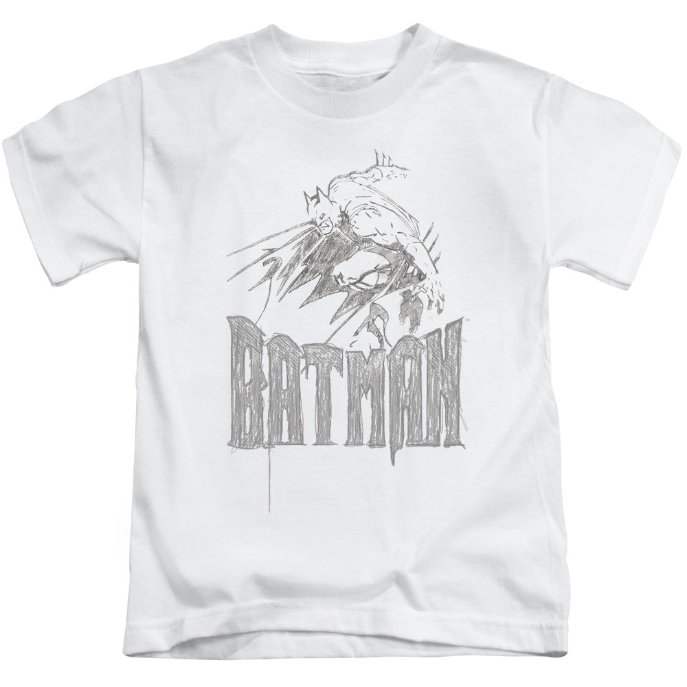 Batman Knight Sketch Juvenile Kids Youth T Shirt White