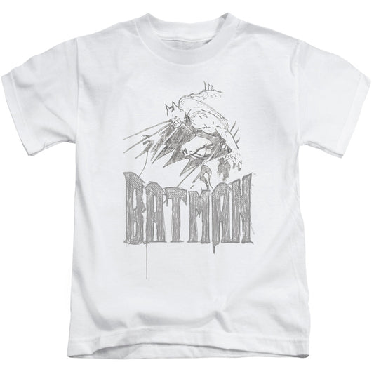 Batman Knight Sketch Juvenile Kids Youth T Shirt White