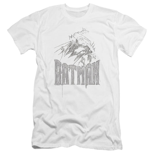 Batman Knight Sketch Premium Bella Canvas Slim Fit Mens T Shirt White