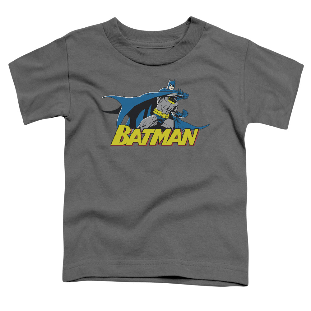 Batman 8 Bit Cape Toddler Kids Youth T Shirt Charcoal