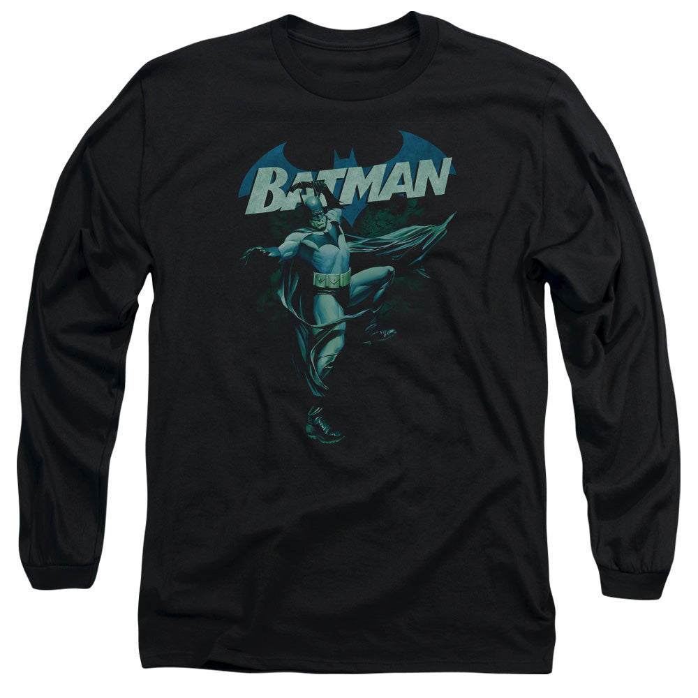 Batman Blue Bat Mens Long Sleeve Shirt Black