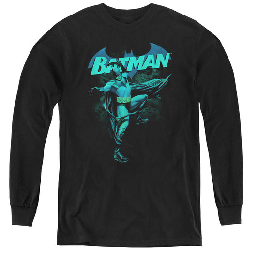 Batman Blue Bat Long Sleeve Kids Youth T Shirt Black