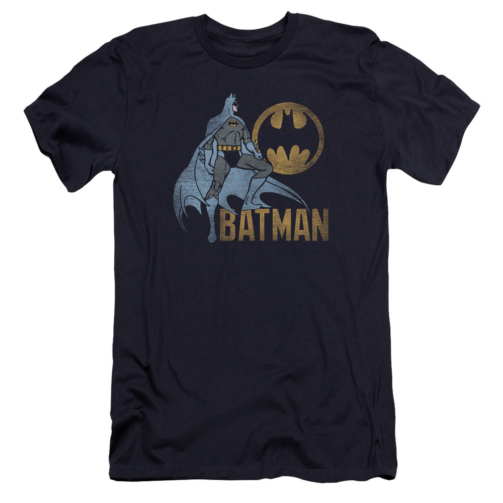 Batman Knight Watch Premium Bella Canvas Slim Fit Mens T Shirt Navy Blue