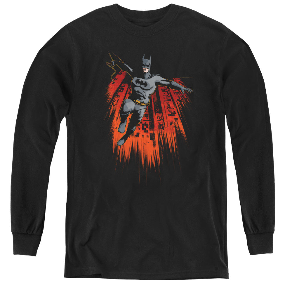 Batman Majestic Long Sleeve Kids Youth T Shirt Black