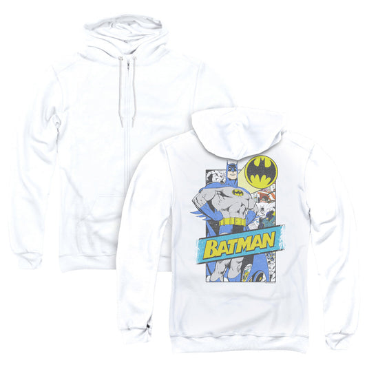Batman Out Of The Pages Back Print Zipper Mens Hoodie White