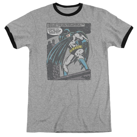 Batman Bat Origins Heather Ringer Mens T Shirt Heather Black