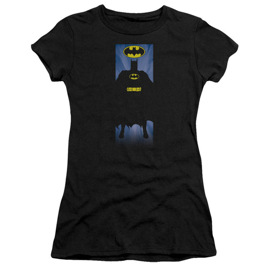 Batman Batman Block Junior Sheer Cap Sleeve Womens T Shirt Black