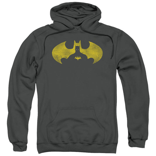 Batman Bat Symbol Knockout Mens Hoodie Charcoal