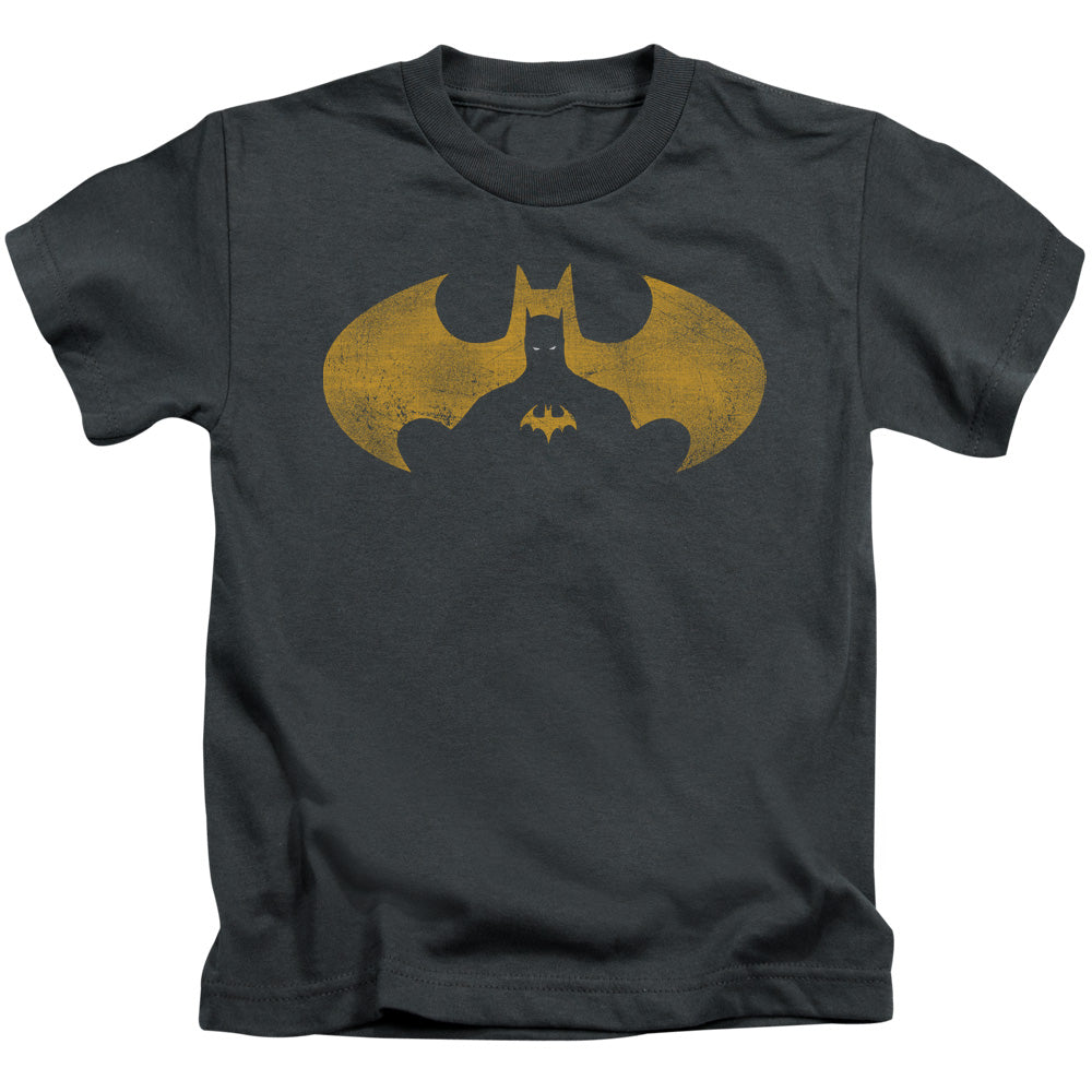 Batman Bat Symbol Knockout Juvenile Kids Youth T Shirt Charcoal