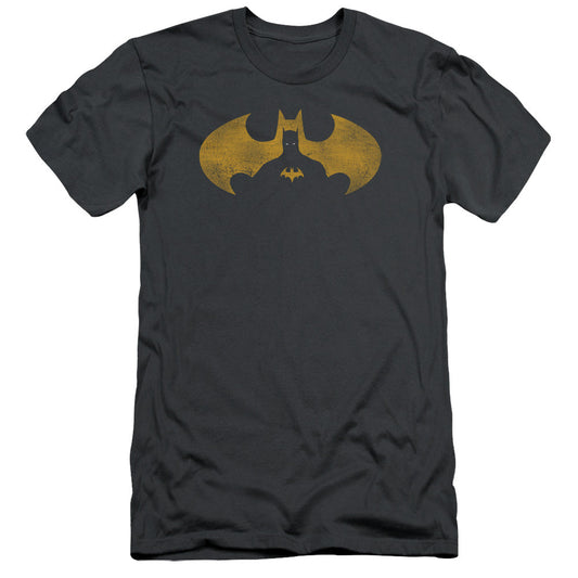 Batman Bat Symbol Knockout Slim Fit Mens T Shirt Charcoal