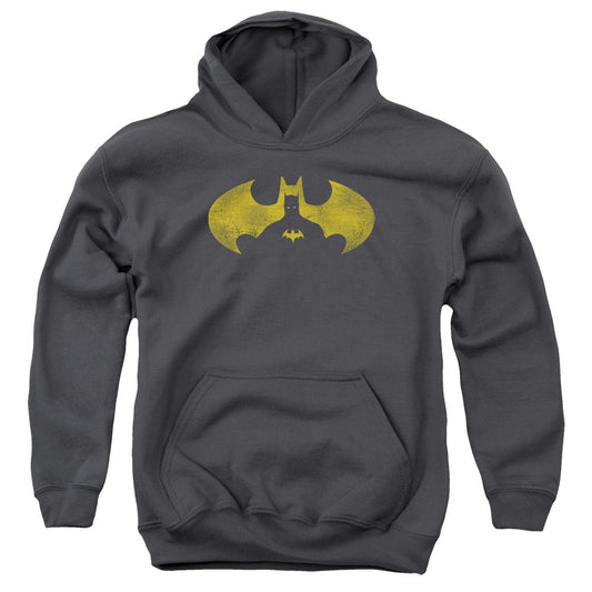 Batman Bat Symbol Knockout Kids Youth Hoodie Charcoal