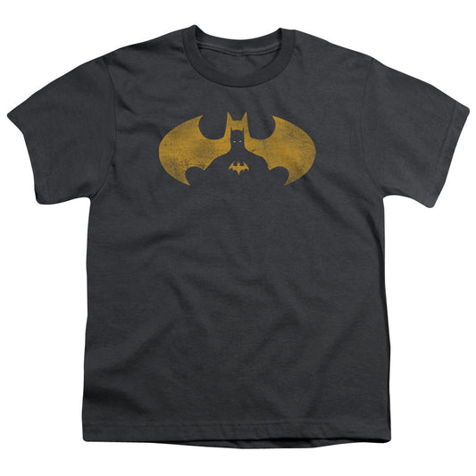 Batman Bat Symbol Knockout Kids Youth T Shirt Charcoal