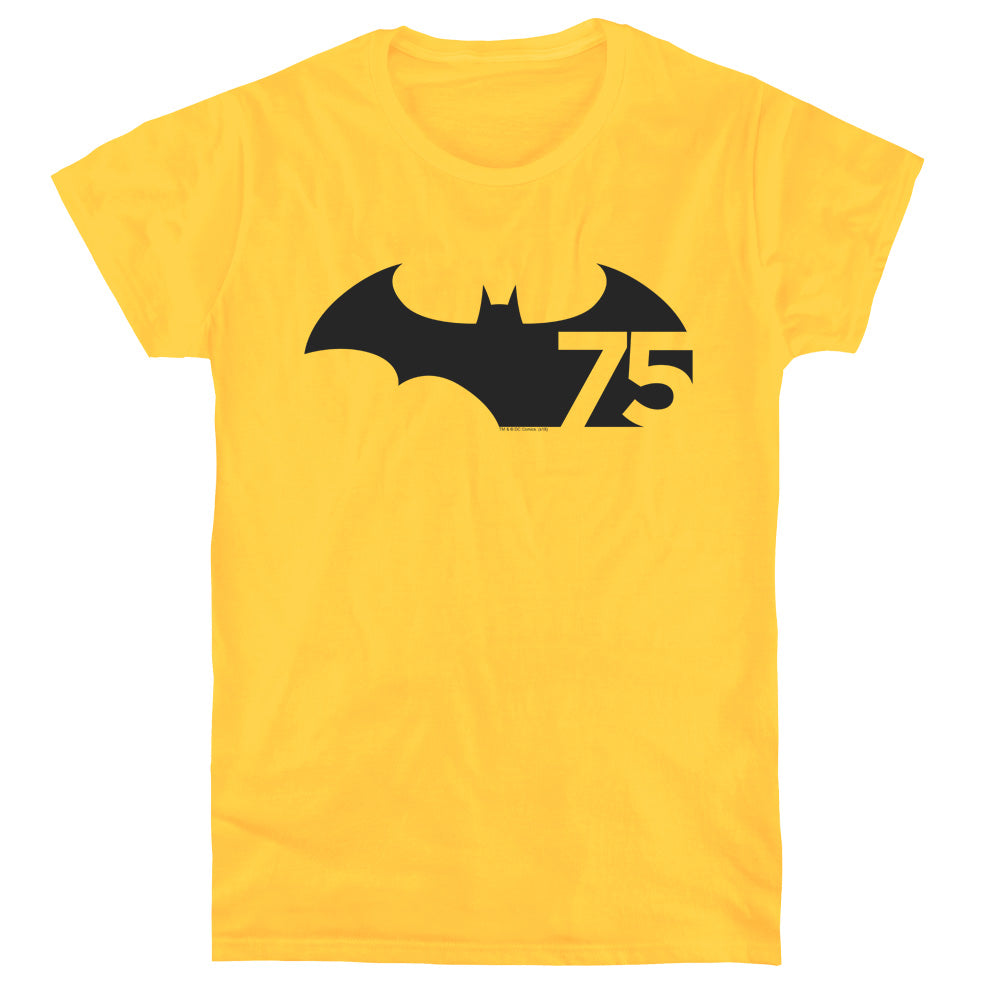 Batman 75 Logo Womens T Shirt Yellow
