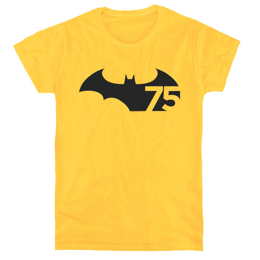 Batman 75 Logo Womens T Shirt Yellow