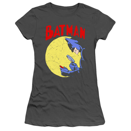Batman Detective 75 Junior Sheer Cap Sleeve Womens T Shirt Charcoal