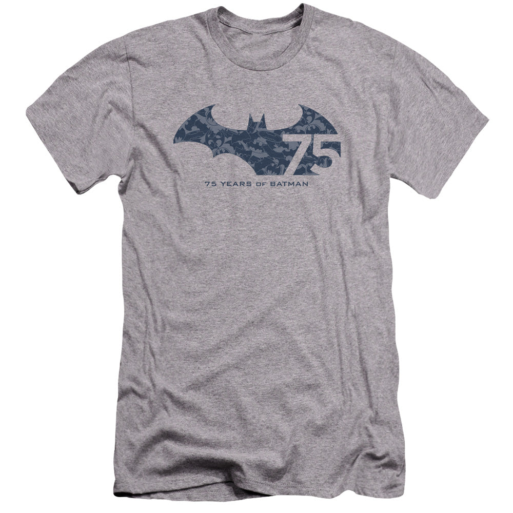 Batman 75 Year Collage Premium Bella Canvas Slim Fit Mens T Shirt Athletic Heather