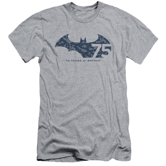 Batman 75 Year Collage Slim Fit Mens T Shirt Athletic Heather