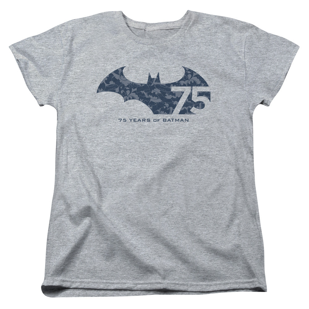 Batman 75 Year Collage Womens T Shirt Athletic Heather