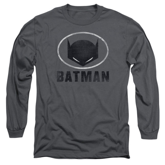 Batman Mask In Oval Mens Long Sleeve Shirt Charcoal