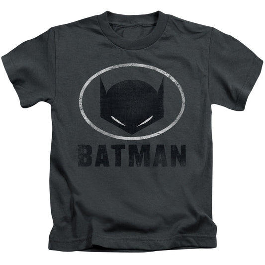 Batman Mask In Oval Juvenile Kids Youth T Shirt Charcoal