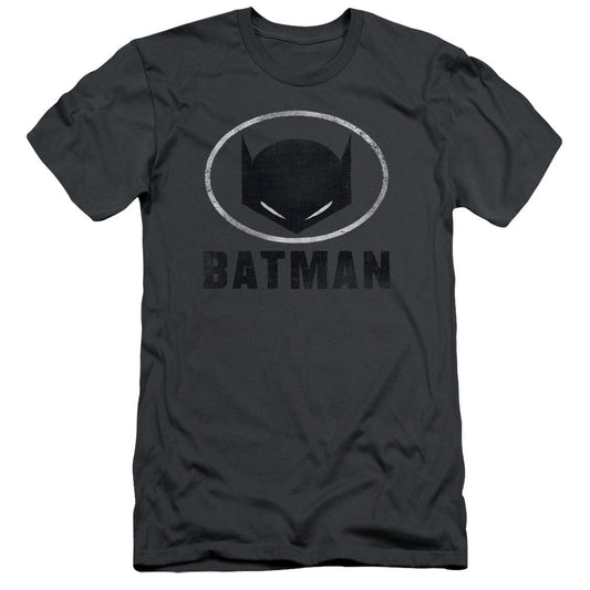 Batman Mask In Oval Slim Fit Mens T Shirt Charcoal