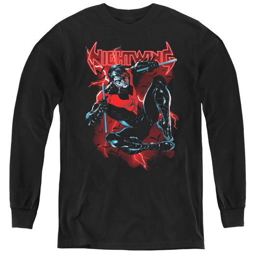 Batman Lightwing Long Sleeve Kids Youth T Shirt Black