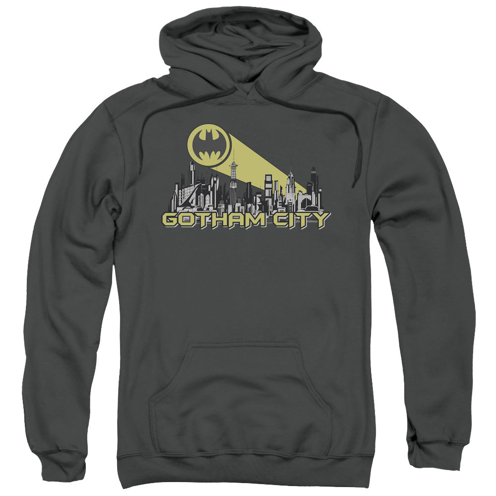 Batman Gotham Skyline Mens Hoodie Charcoal